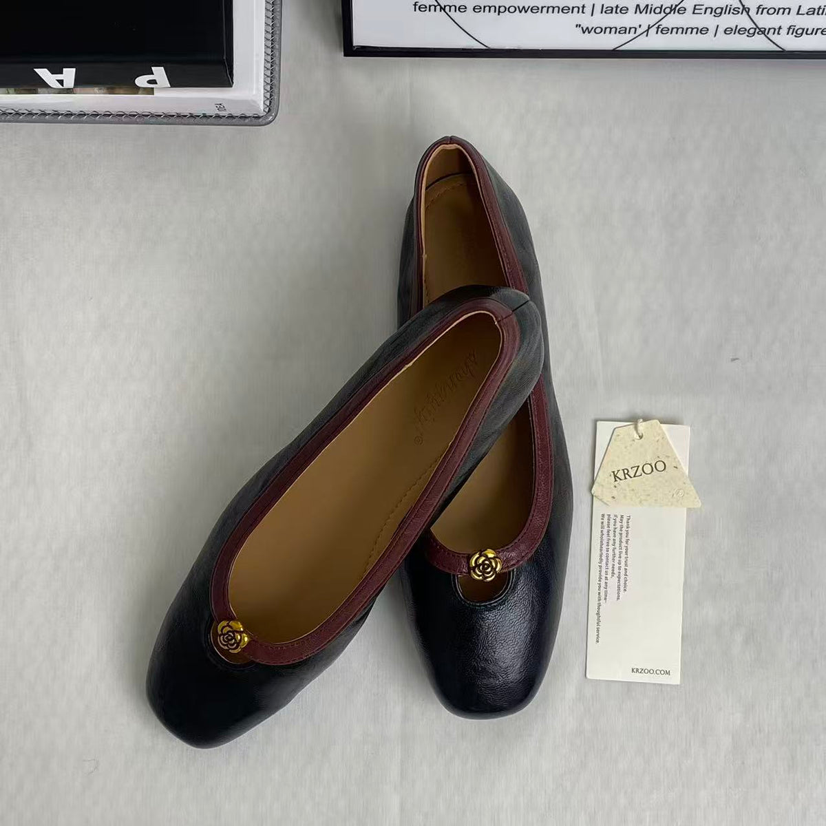 Camellia flower flat shoes