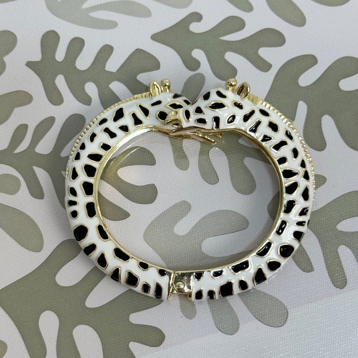 Vintage-Style Enamel Zebra Bangle