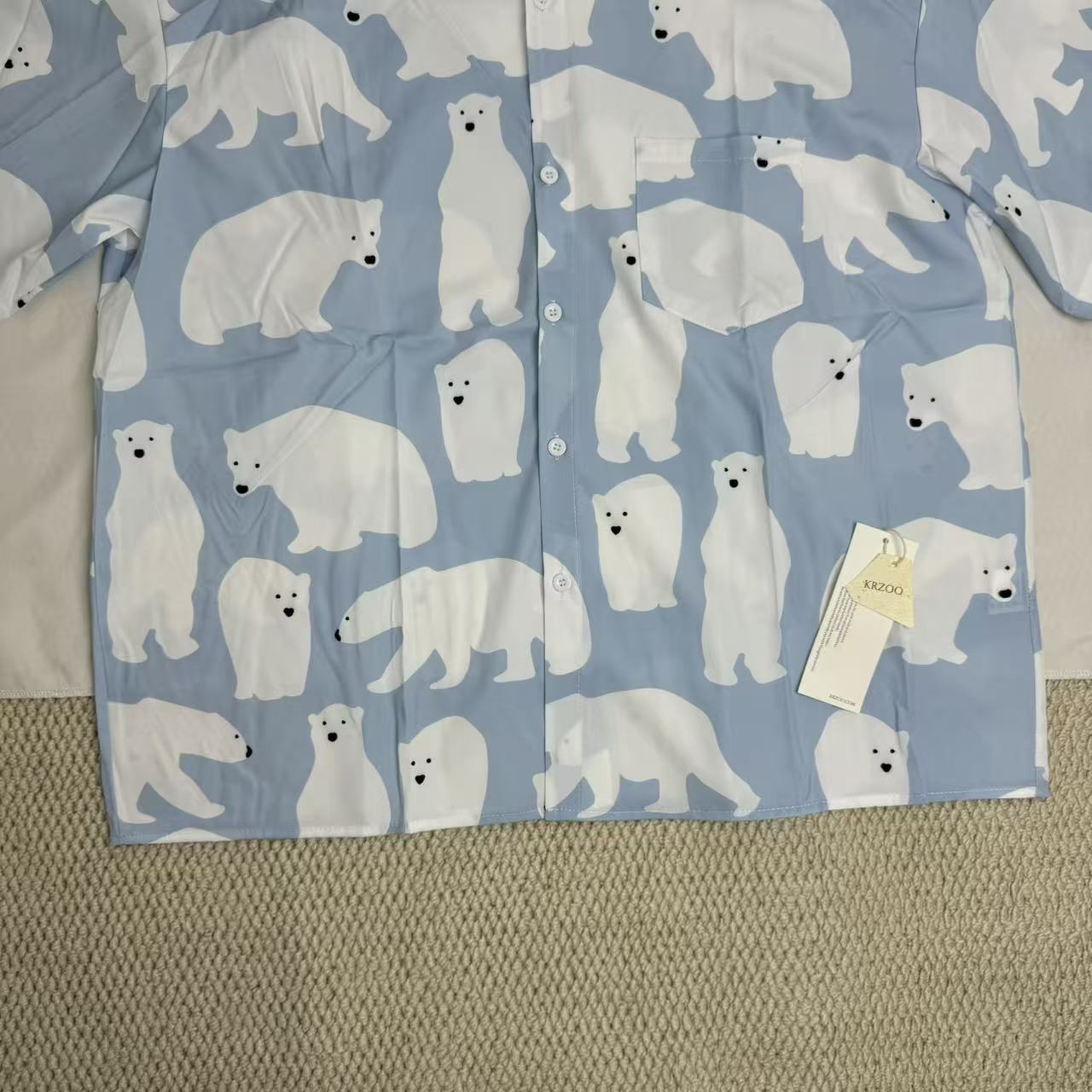 Short-Sleeved Shirt With All-Over Cartoon Print