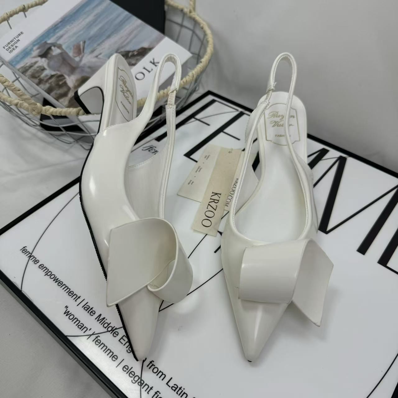 Camellia flower origami pointed-toe high heels