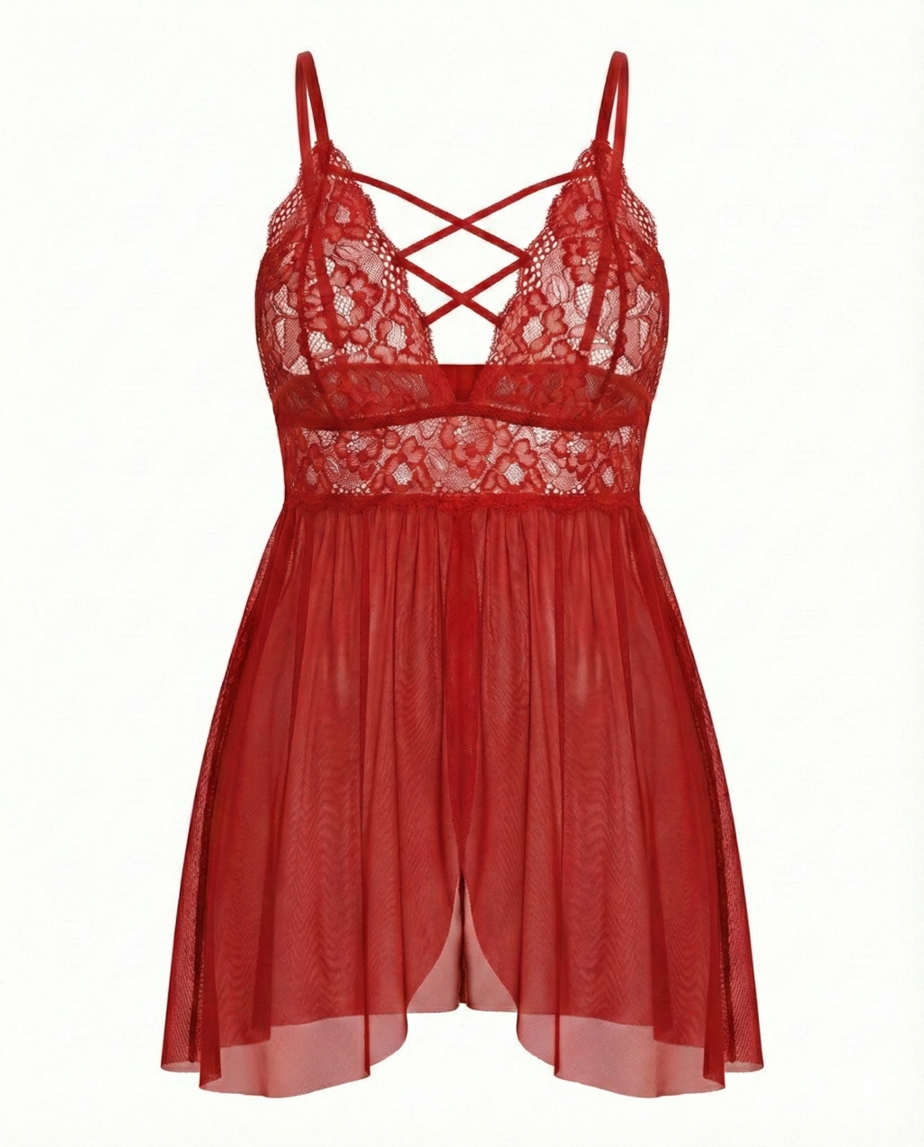 Sexy Plus Size Babydoll â€?V Neck Lace Snap Crotch Nightwear