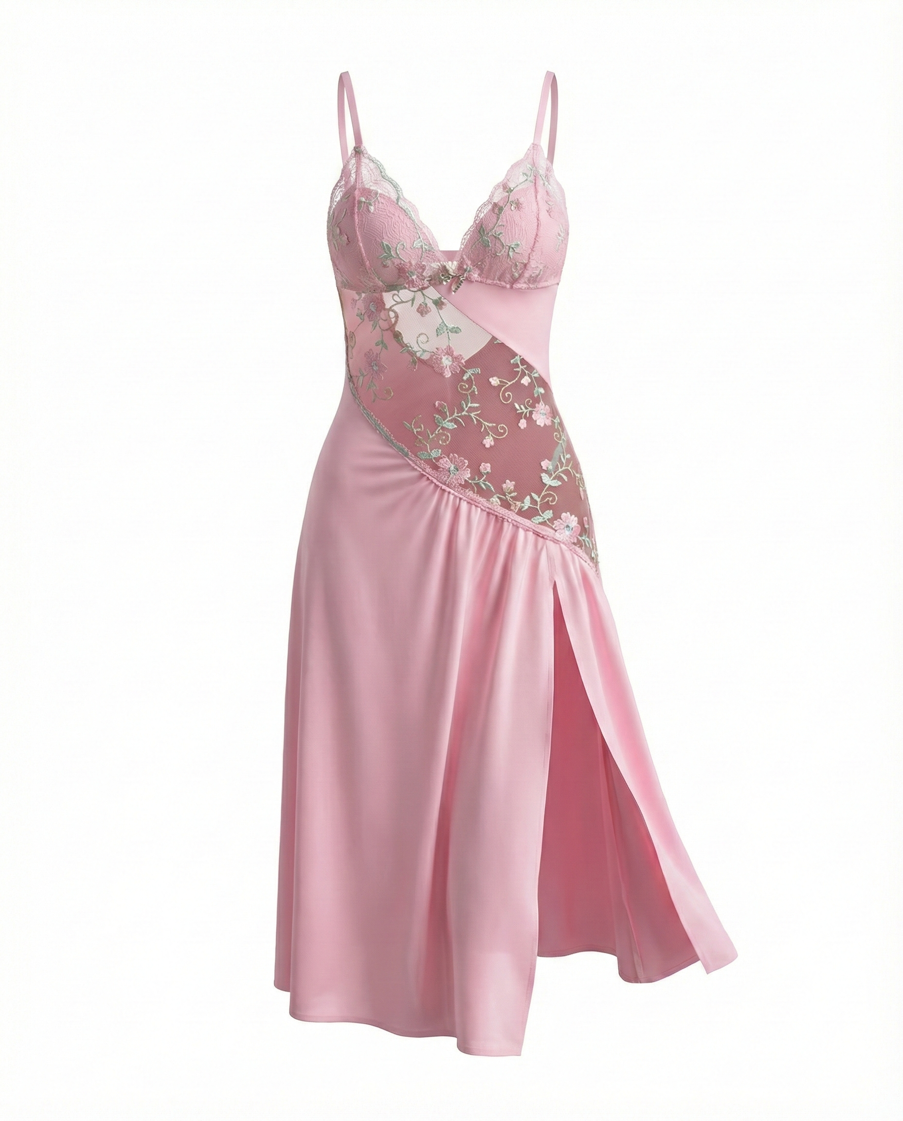 Sexy Sheer Mesh Nightgown â€?Floral Embroidery Babydoll