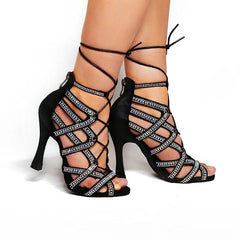 Women's Rhinestone Customized Heel Heels Dance Boots JazSalsa Dancing Shoes