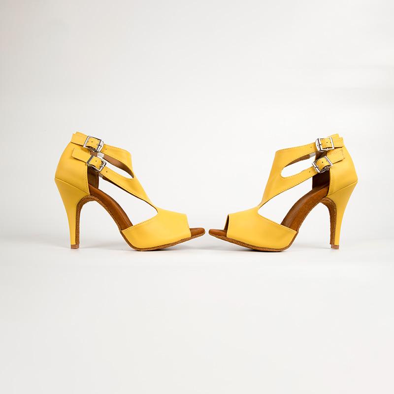 Women's Sude Customized Yellow Heels Dance Boots Salsa Dance Shoes