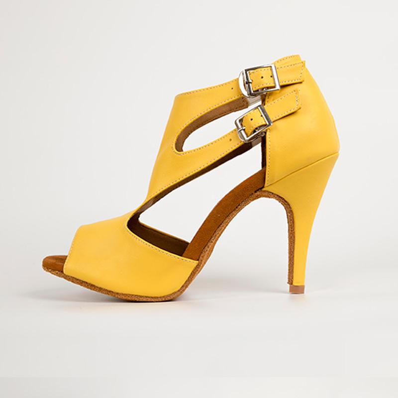 Women's Sude Customized Yellow Heels Dance Boots Salsa Dance Shoes
