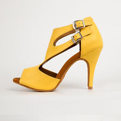 Women's Sude Customized Yellow Heels Dance Boots Salsa Dance Shoes