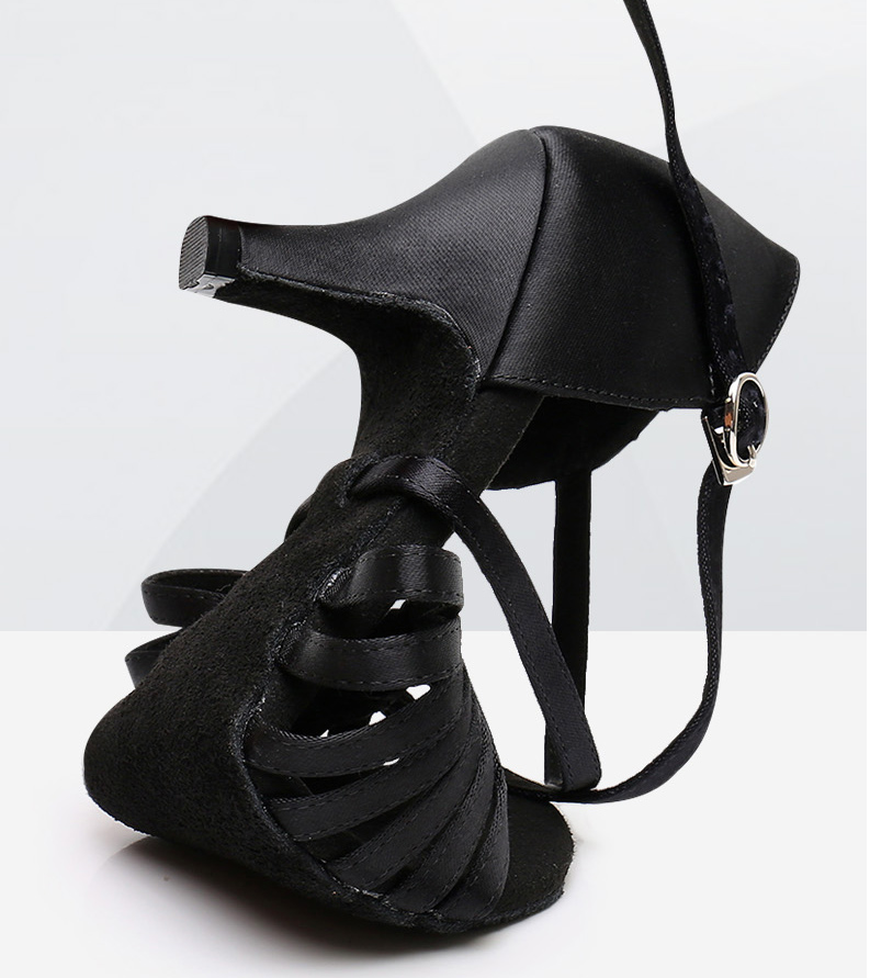 Women's Black Customized Heel Strappy Knot Dance Shoes Ballroom Latin Dance Shoes
