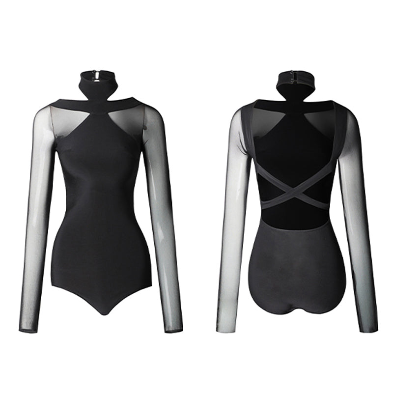 Women's Milk Silk Long Sleeve Bodysuit Practice Dance Wear