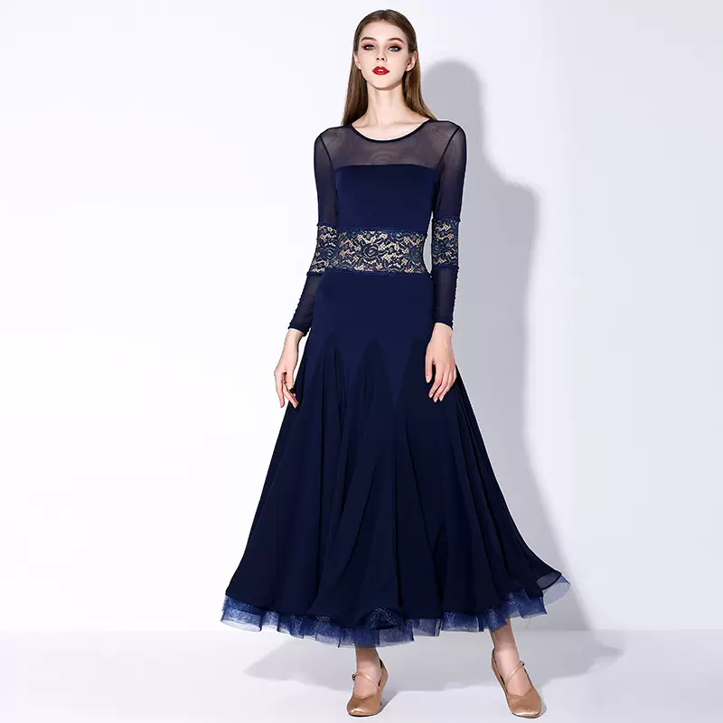 Women's Dark Blue Modern Dance Performance Dress WaltBallroom Dance Dress