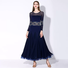 Women's Dark Blue Modern Dance Performance Dress WaltBallroom Dance Dress
