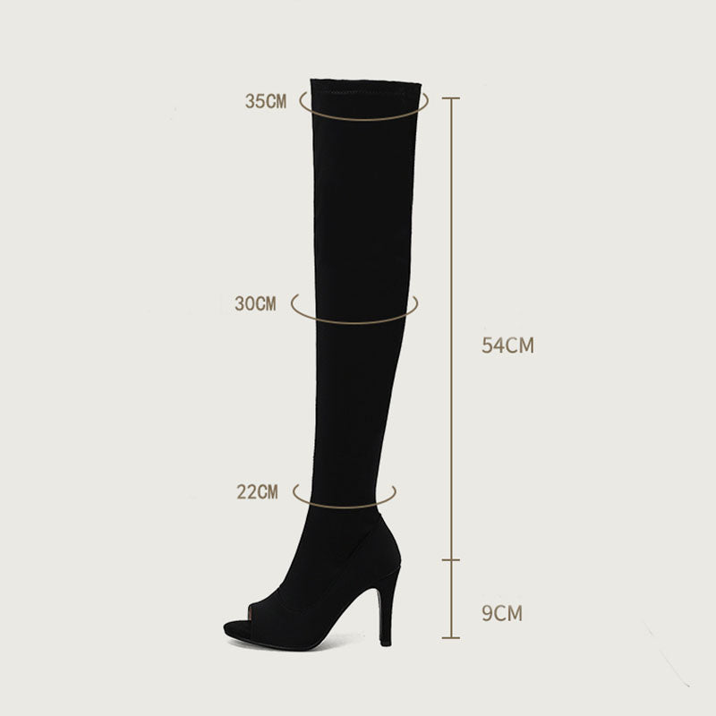 Women's 7cm/9cm Heel Stretch fabric JazShoes Rubber Sole Open Toe Dance Heels Boot