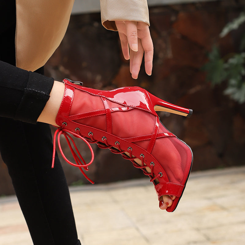 Women's 10cm Leatherette Heel Dance Boots JazSalsa Street Sole Dance Shoes