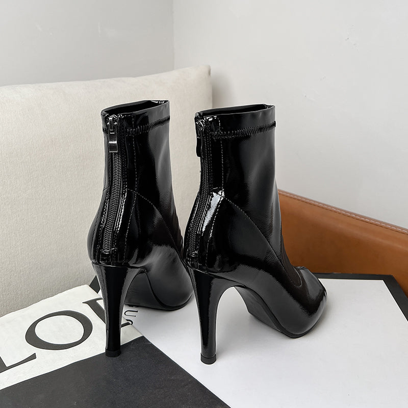 Women's 7cm/9cm Rubber Sole Heel Leatherette JazShoes Open Toe Dance Heels Boot