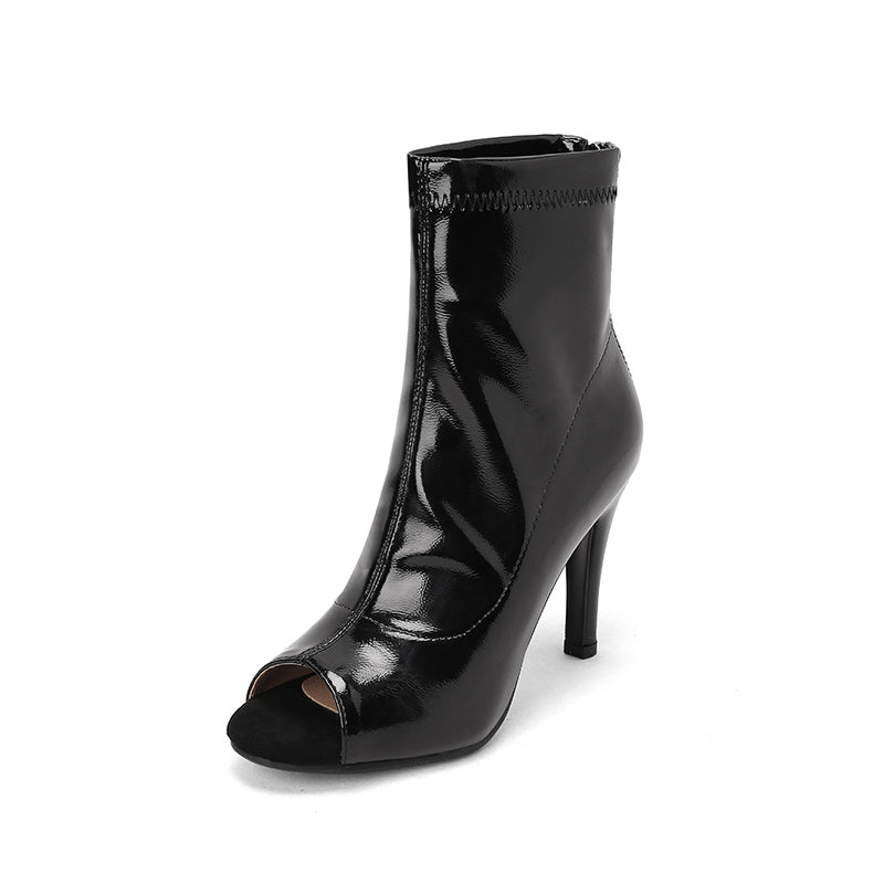 Women's 7cm/9cm Rubber Sole Heel Leatherette JazShoes Open Toe Dance Heels Boot