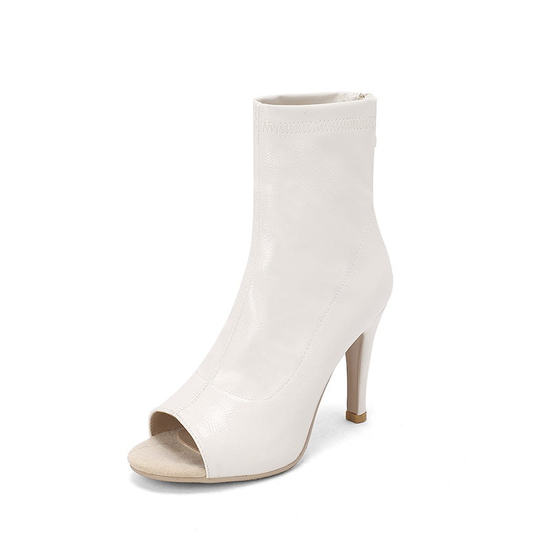 Women's 7cm/9cm Rubber Sole Heel Leatherette JazShoes Open Toe Dance Heels Boot
