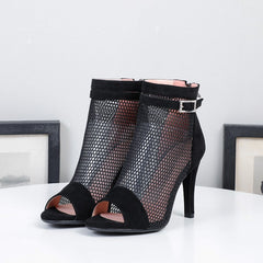 Women's Black 7cm/9cm Slim Heel Rubber Sole JazShoes Dance Heels Boots With Buckle