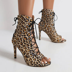 Women's 7cm/9cm Heel Rubber Sole Leopard Print Leatherette JazShoes Dance Heels Boots