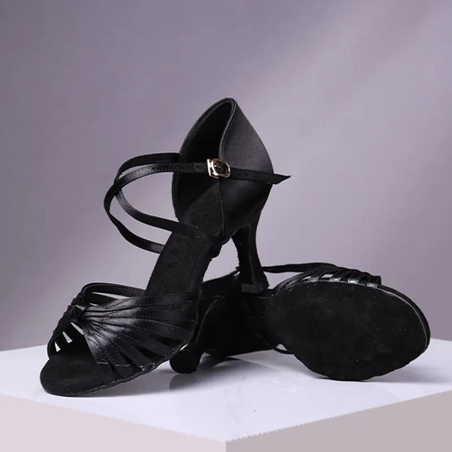 Women's 5.5/6.5/7.5/8cm Heels Satin Strappy Knot Dance Shoes Latin Dance Shoes