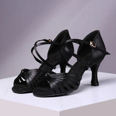 Women's 5.5/6.5/7.5/8cm Heels Satin Strappy Knot Dance Shoes Latin Dance Shoes