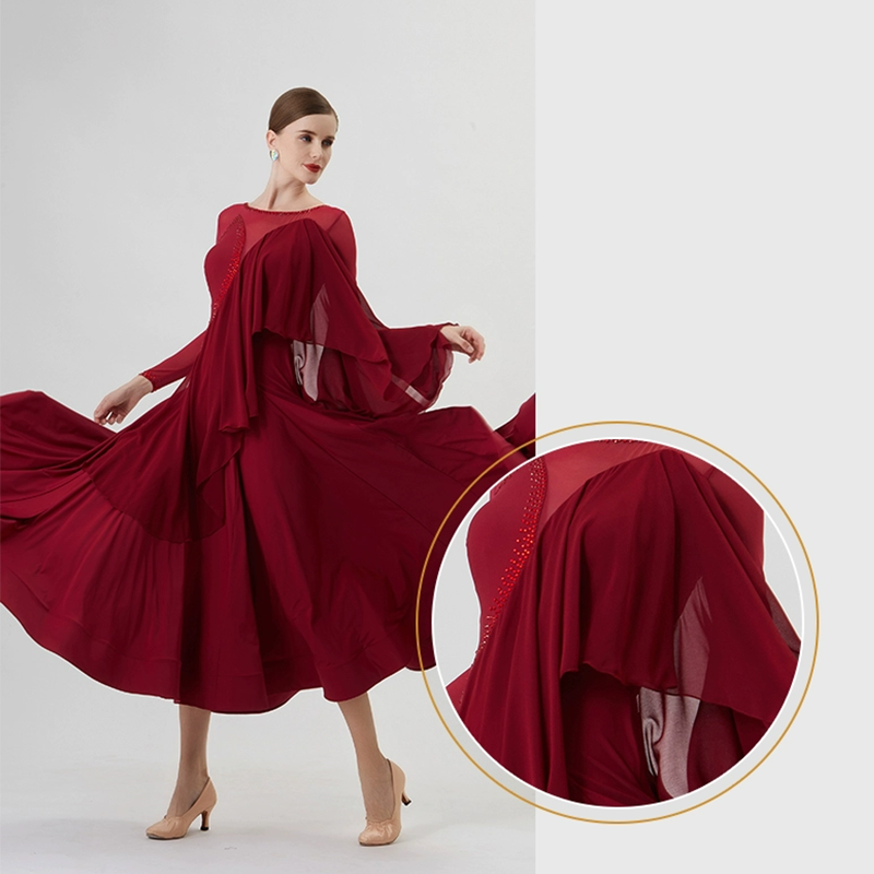 YUN Customisable-Women's Long Sleeve Dress For Ballroom Dancing standard/Smooth Dress