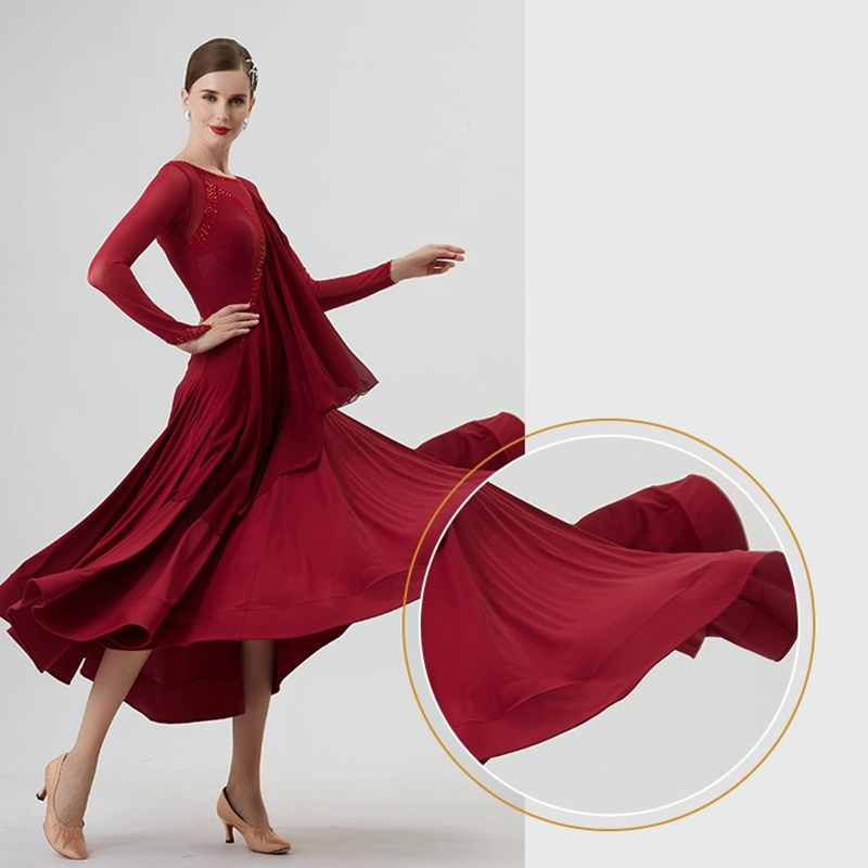 YUN Customisable-Women's Long Sleeve Dress For Ballroom Dancing standard/Smooth Dress