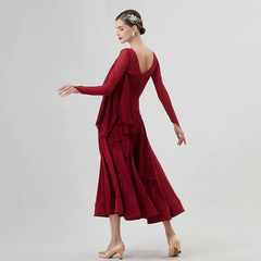 YUN Customisable-Women's Long Sleeve Dress For Ballroom Dancing standard/Smooth Dress
