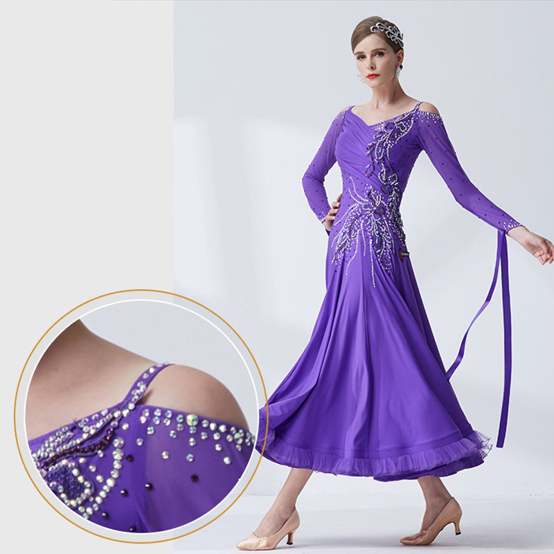 YUN Customisable-Women's Puple DiamonDance Costume Dress For Ballroom Dancing standard/Smooth Dress