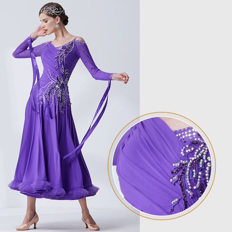 YUN Customisable-Women's Puple DiamonDance Costume Dress For Ballroom Dancing standard/Smooth Dress