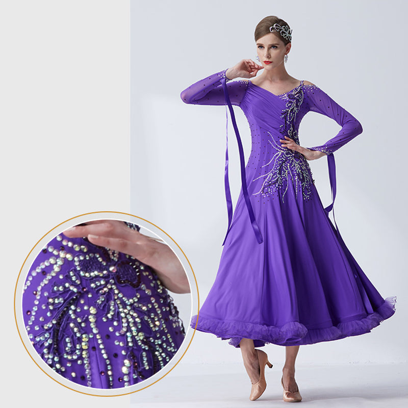 YUN Customisable-Women's Puple DiamonDance Costume Dress For Ballroom Dancing standard/Smooth Dress