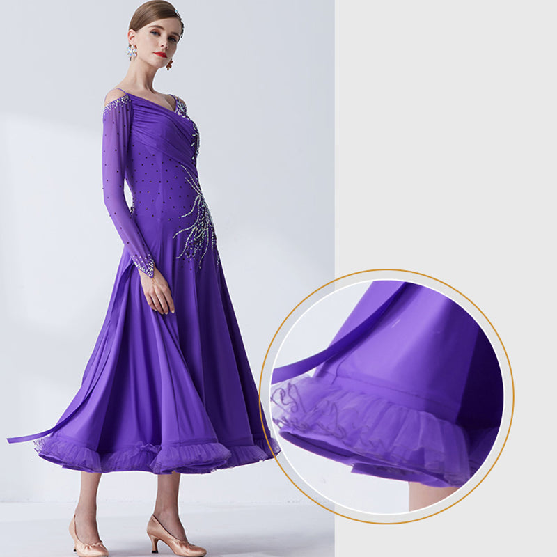 YUN Customisable-Women's Puple DiamonDance Costume Dress For Ballroom Dancing standard/Smooth Dress