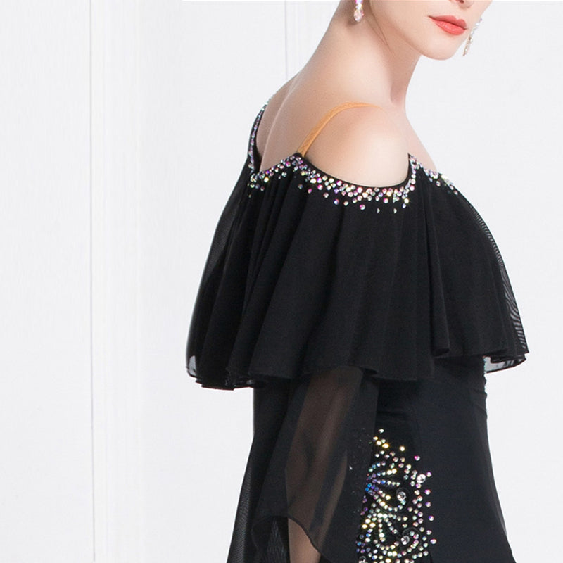 YUN Customisable-Women's Off Shoulder DiamonWaltModern Ballroom Dance Dress