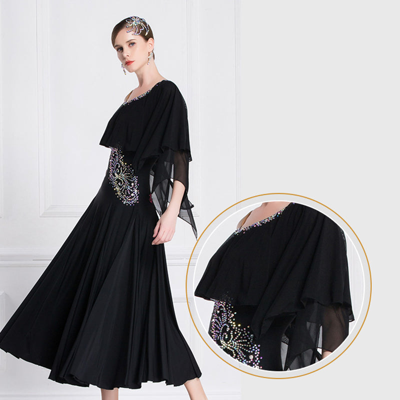YUN Customisable-Women's Off Shoulder DiamonWaltModern Ballroom Dance Dress