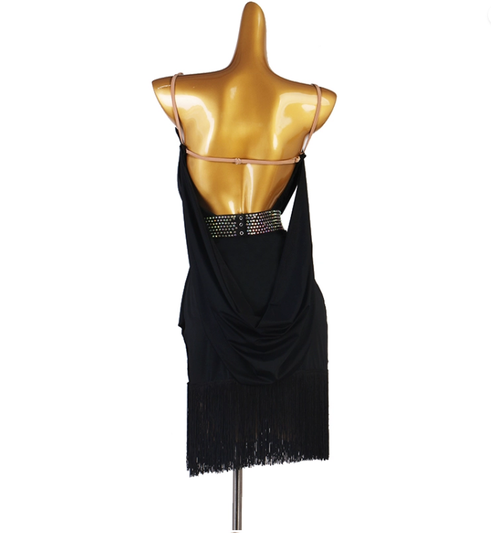 Customisable-Women's Rhinestone Tassel Rumba Latin Dance Dresses Performance Dresses