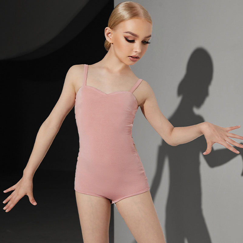 Girls Silk Milk Spaghetti Strap Latin Dance Bodysuit Dance Wear