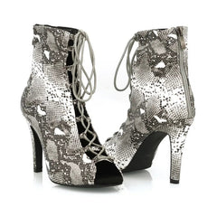 Women's 9.5cm Open Toe Heels Dance Boots JazSalsa Dancing Shoes