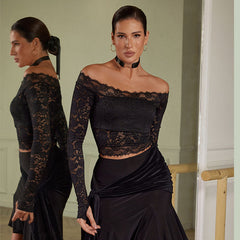 Women's Lace Long Sleeve Latin Dance Tops Dance Wear Dance Tops