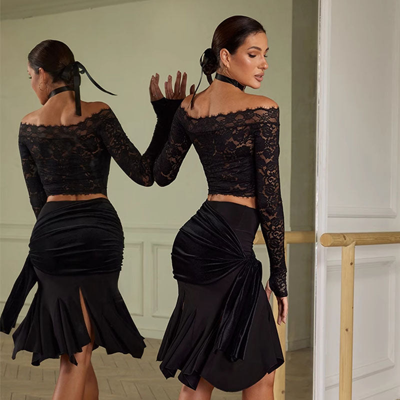 Women's Lace Long Sleeve Latin Dance Tops Dance Wear Dance Tops
