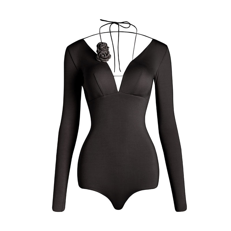 Women's Long Sleeve Flower Latin Dance Wear Dance Tops Bodysuit