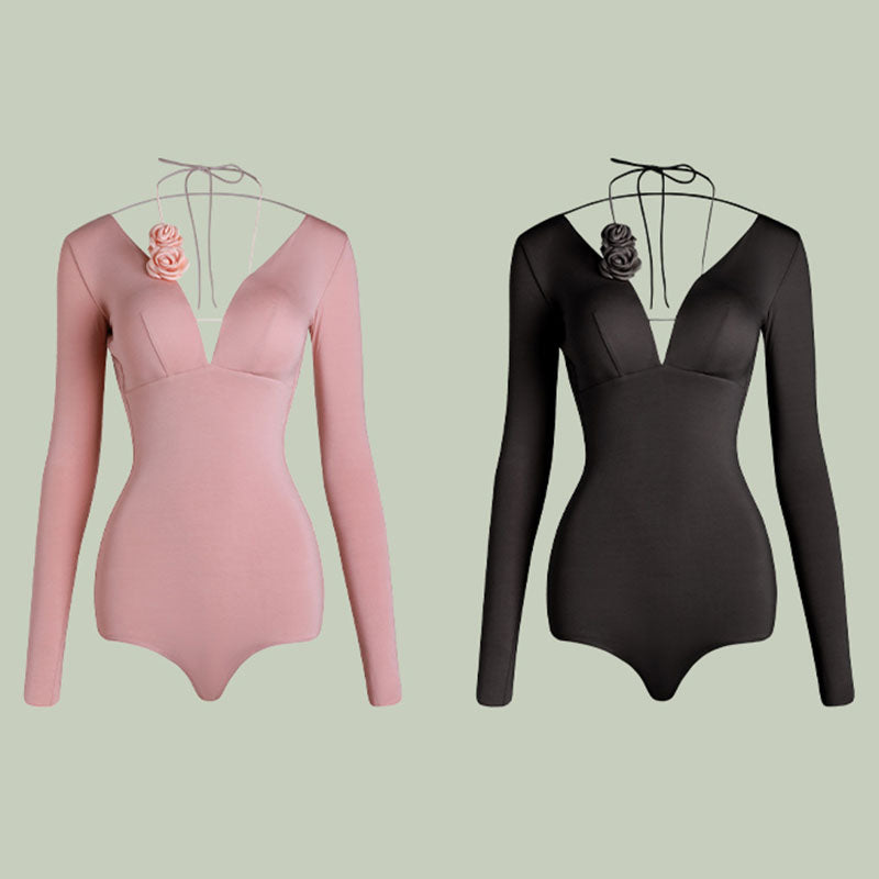 Women's Long Sleeve Flower Latin Dance Wear Dance Tops Bodysuit