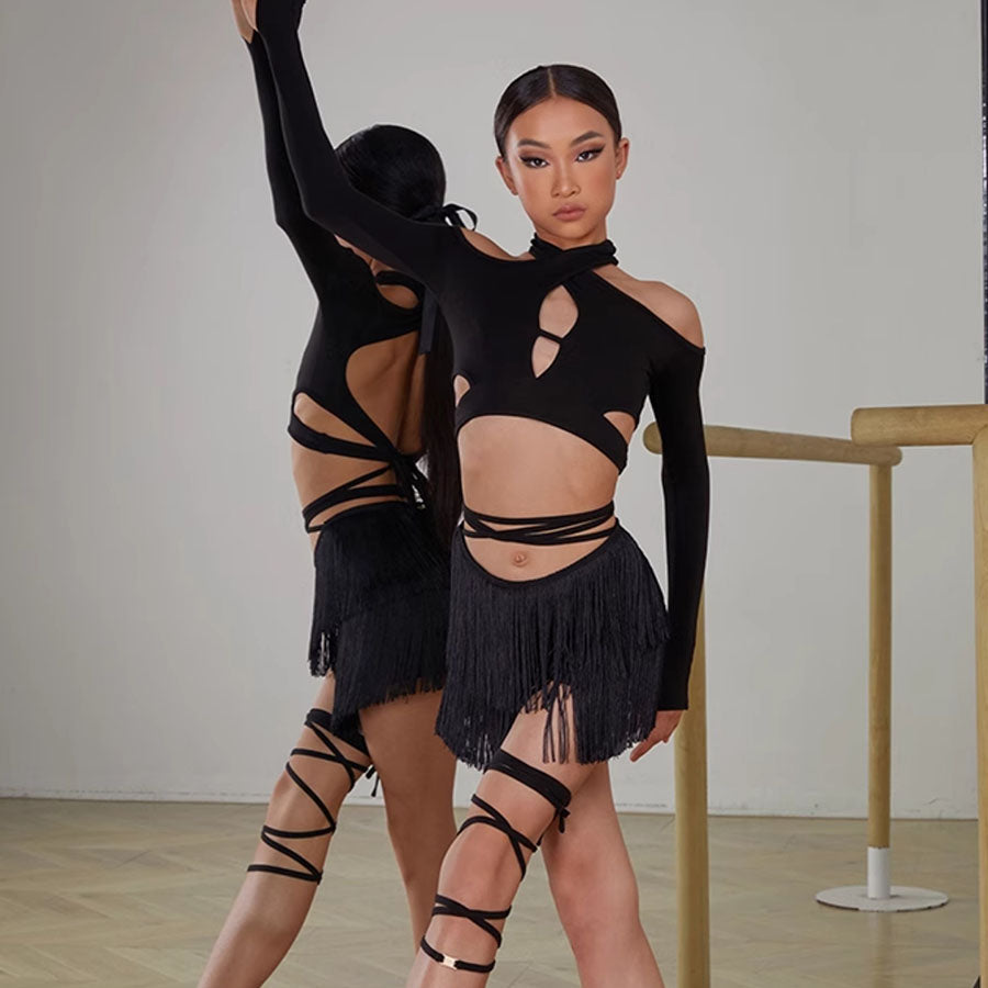 Girls Long-sleeved Dance Tops Practice Bodysuit