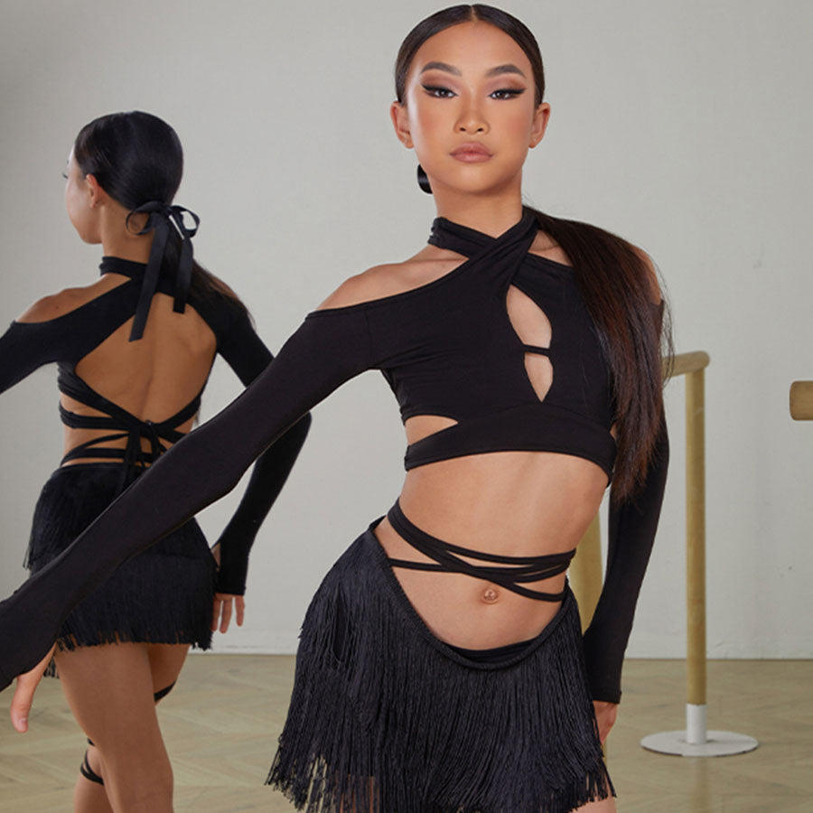 Girls Long-sleeved Dance Tops Practice Bodysuit