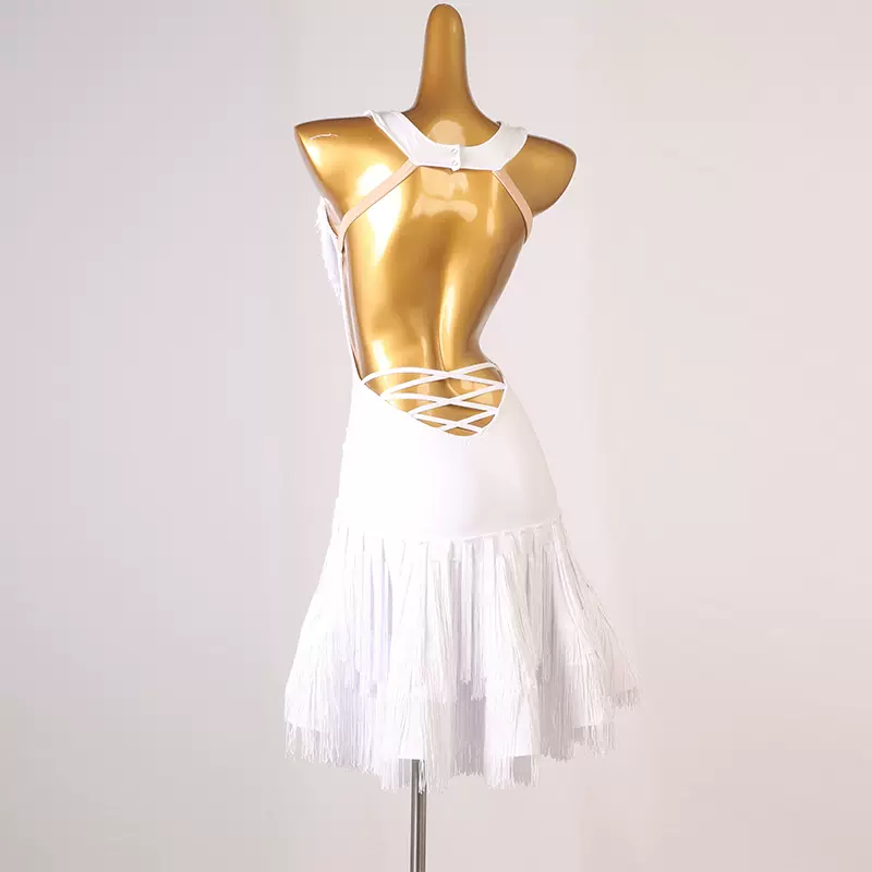 Customisable-Women's V-neck Tassel Backless Dancewear Dance Dress Performance Dress
