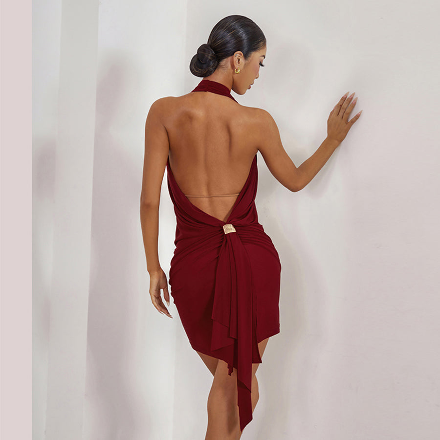 Women's Halter Backless Dance Dress DanceWear Training Performance Dress