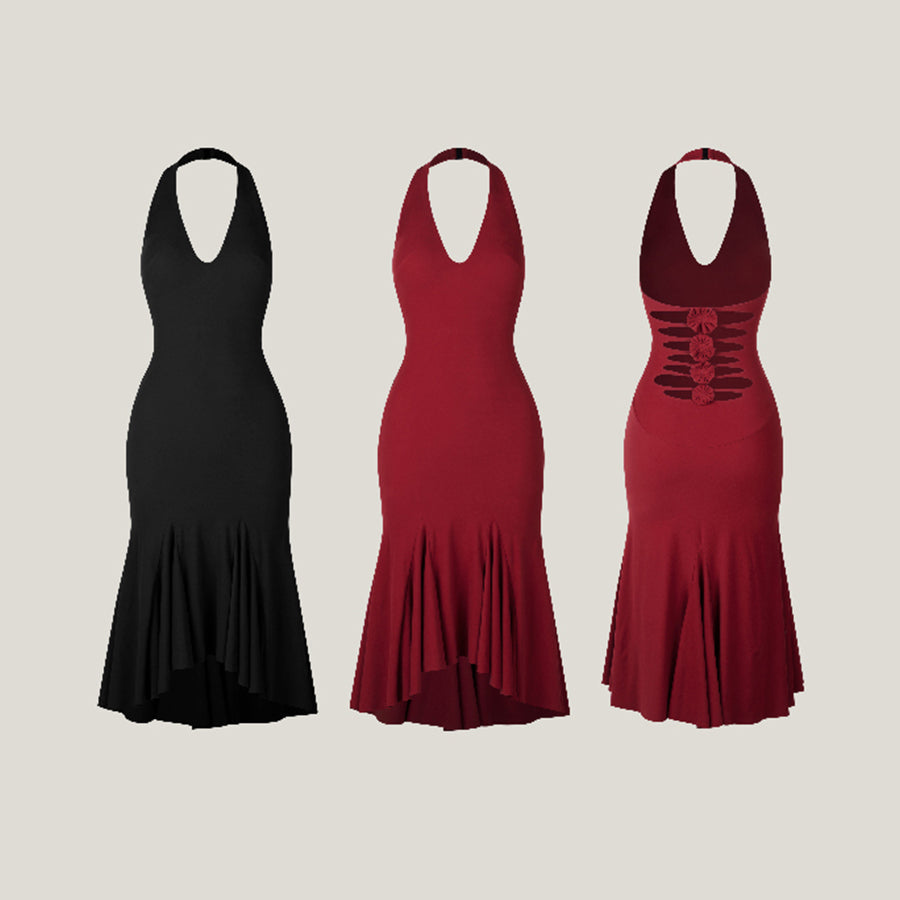 Women's Halter Backless Dance Dress DanceWear Training Performance Dress