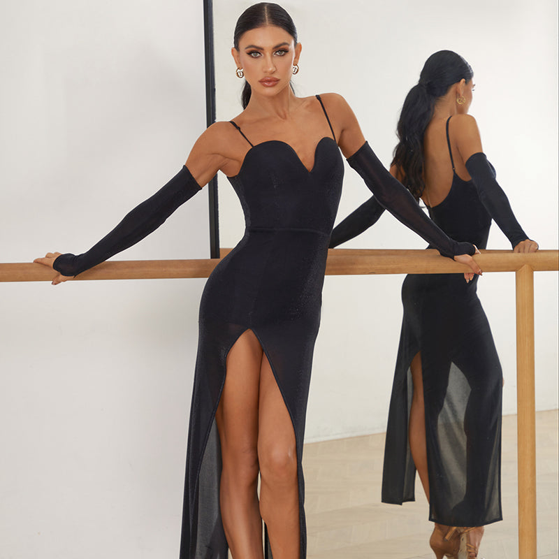 Women's Halter Black Dance Dress DanceWear Training Performance Dress