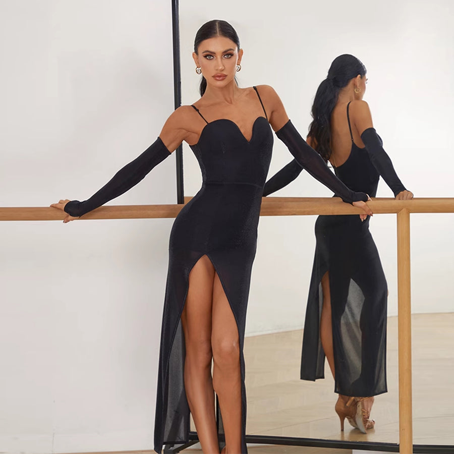 Women's Halter Black Dance Dress DanceWear Training Performance Dress