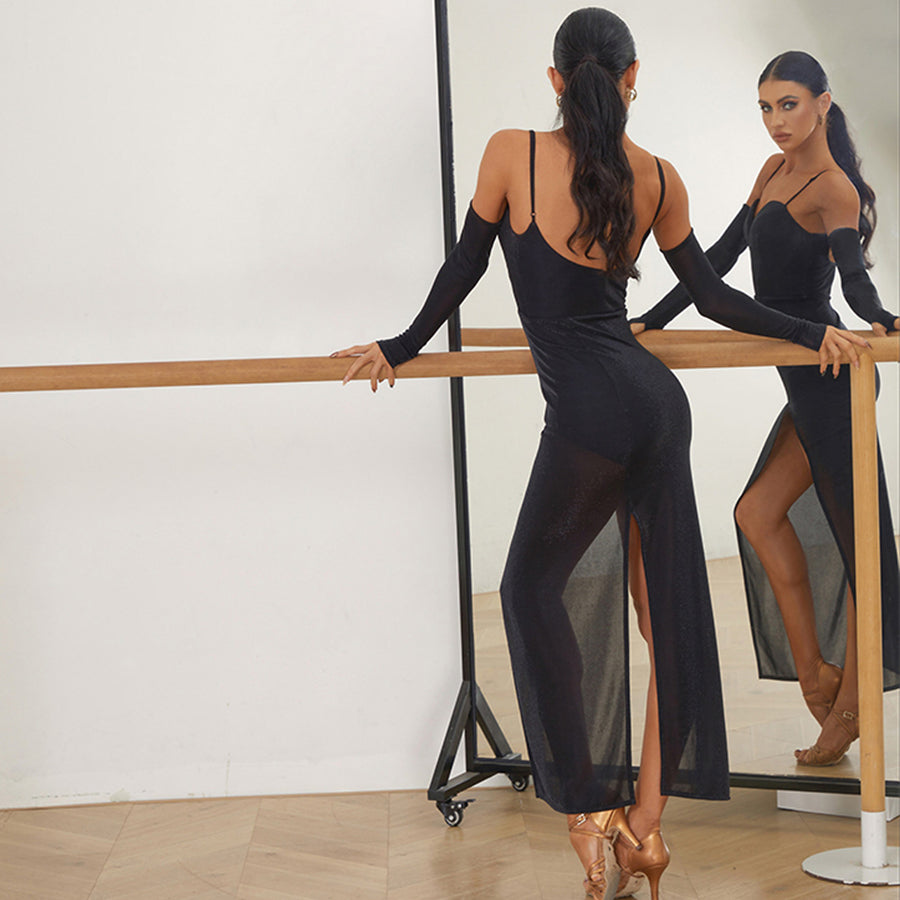 Women's Halter Black Dance Dress DanceWear Training Performance Dress