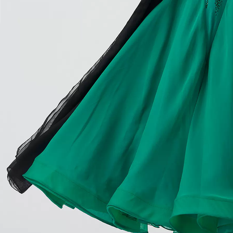 YUN Customisable-Women's Long Sleeve V Neck DiamonWaltModern Ballroom Dance Dress Competition Dresses
