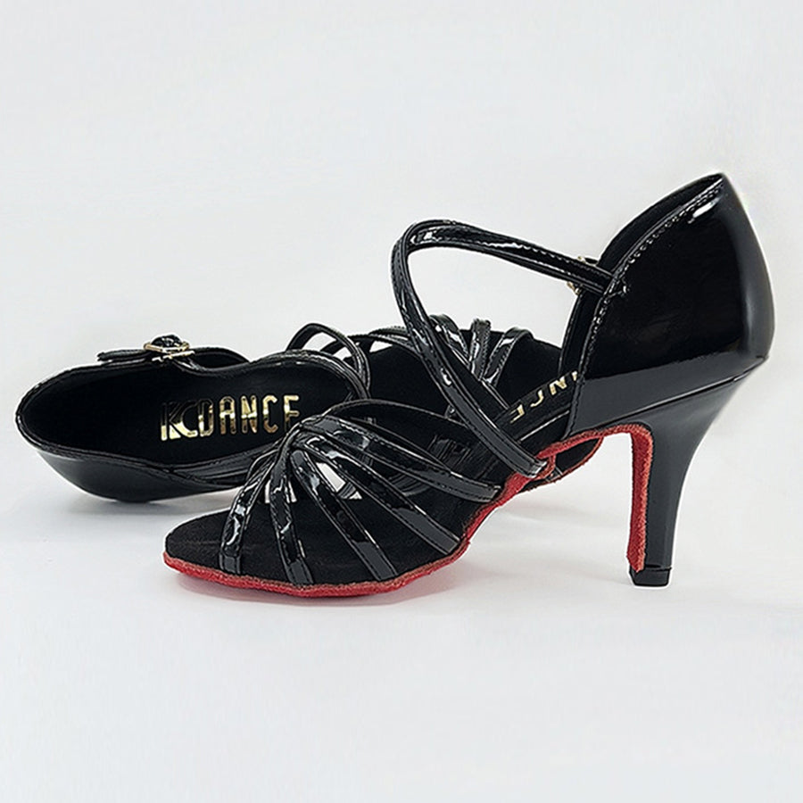 Women's Black Leatherette Customized Heel Latin Dance Shoes Ballroom Dance Shoes