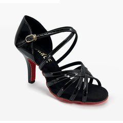 Women's Black Leatherette Customized Heel Latin Dance Shoes Ballroom Dance Shoes